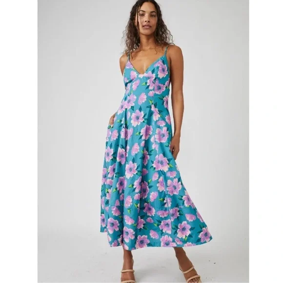 knee length dresses for ladies Lady Black Tie - Floral Harmony - Flower Print Midi Dress with Pockets